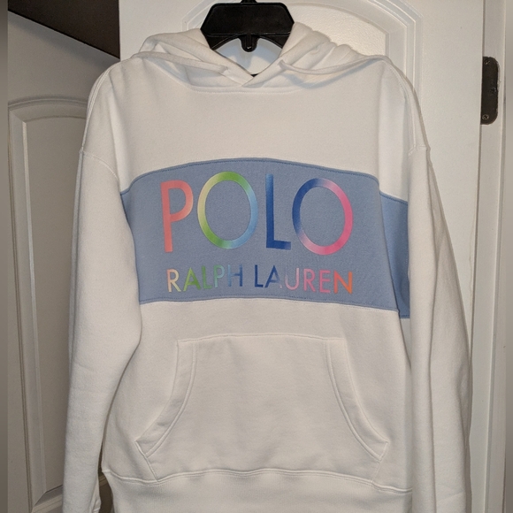 Polo Ralph Lauren Womens White Hoodie with Multicolor Logo X-Small - Picture 1 of 4